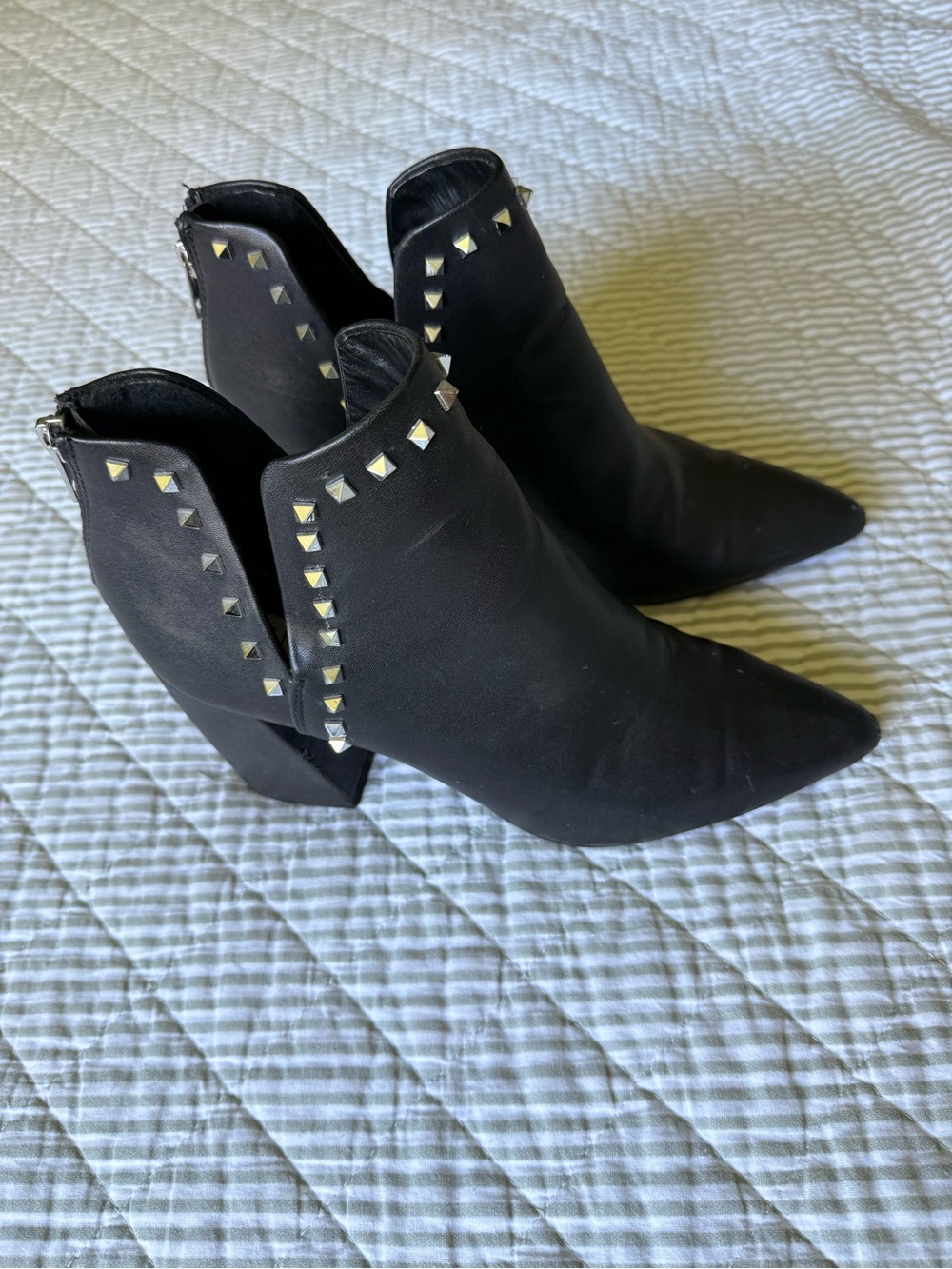 Steve Madden Black Studded Pointed-Toe Ankle Booties